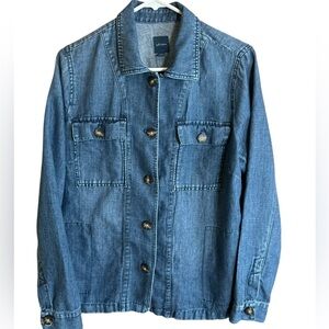 J.Jill Shacket Women's Medium Denim Long Sleeve Button-Up